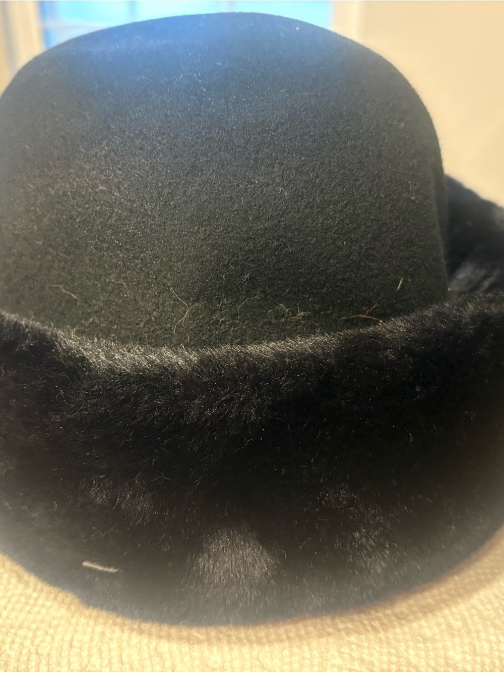 Vintage Betmar New York Black 100% Wool Felt Hat Plush Brim Made in USA